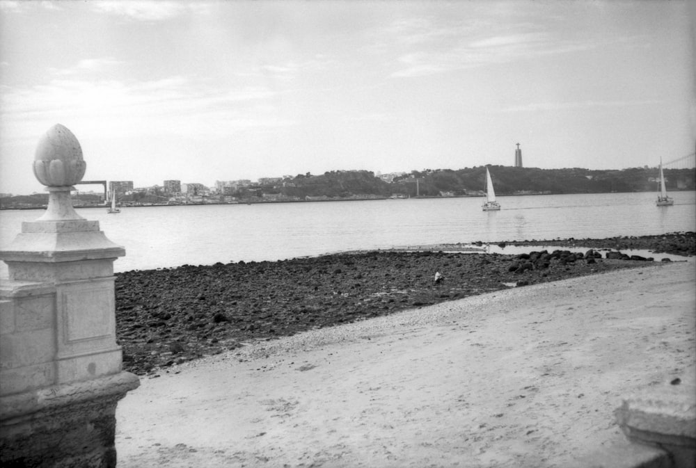 a black and white photo of a body of water