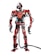 A humanoid robot with a sleek red metallic body and exposed wiring stands on a white background. It has a complex mechanical structure with various components and joints visible, including multiple wiring and cables. The robot's head includes a visor-like screen, and it appears to be equipped with various sensors and tools.