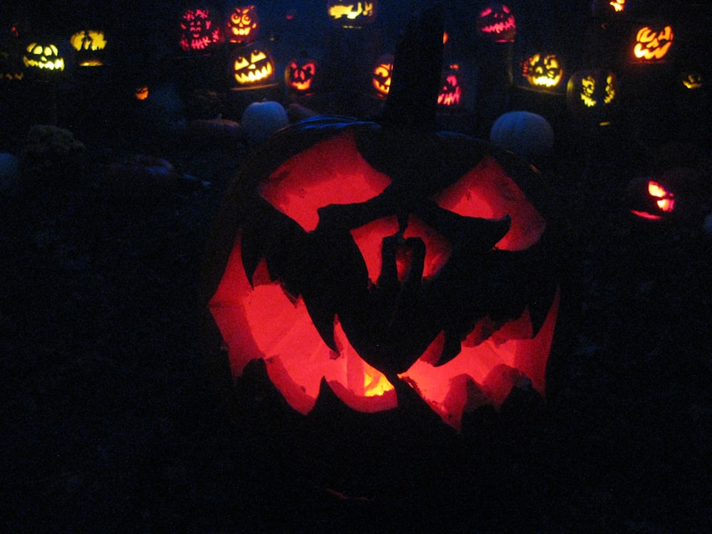 a pumpkin carved to look like a jack o lantern