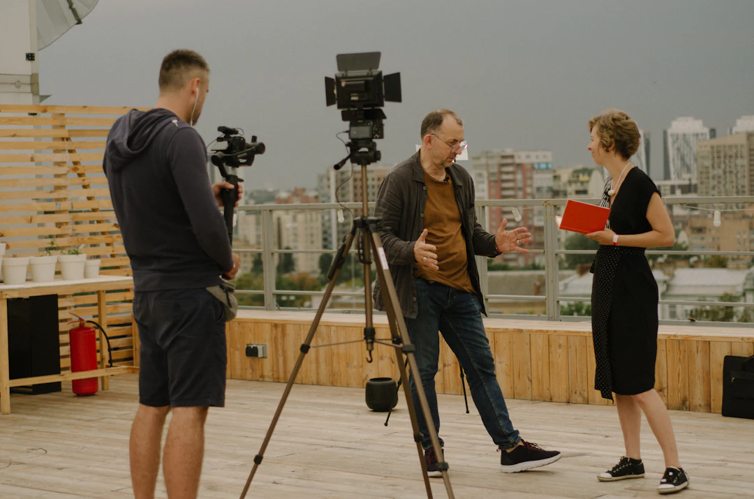 News reporter interview