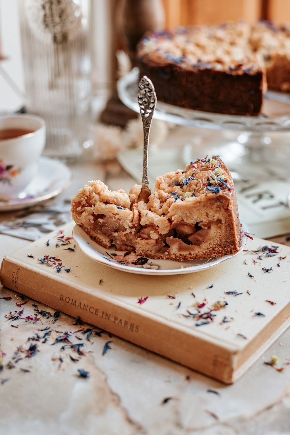 a piece of cake sitting on top of a table