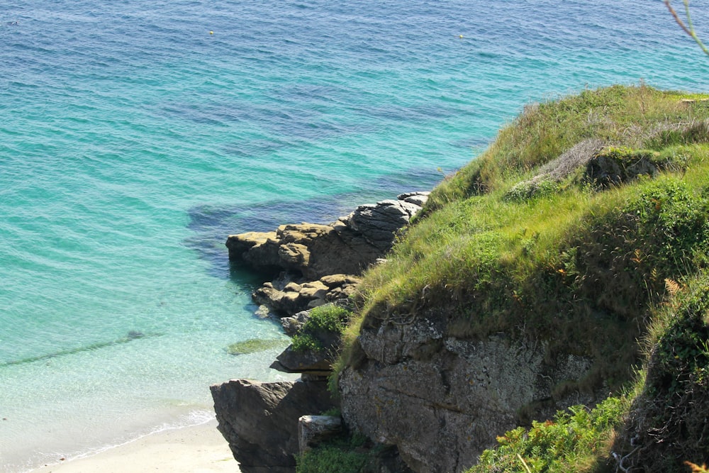 a view of the ocean from a cliff