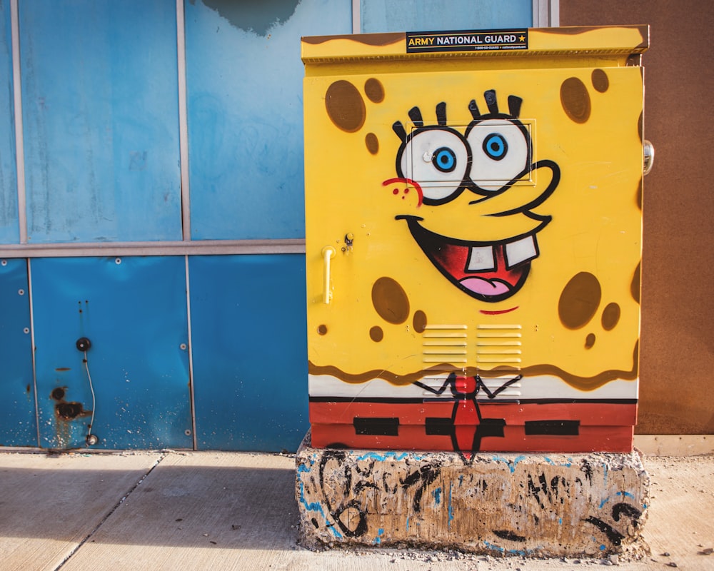 a spongebob painted on the side of a building