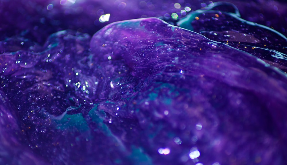 a close up of a purple and blue substance