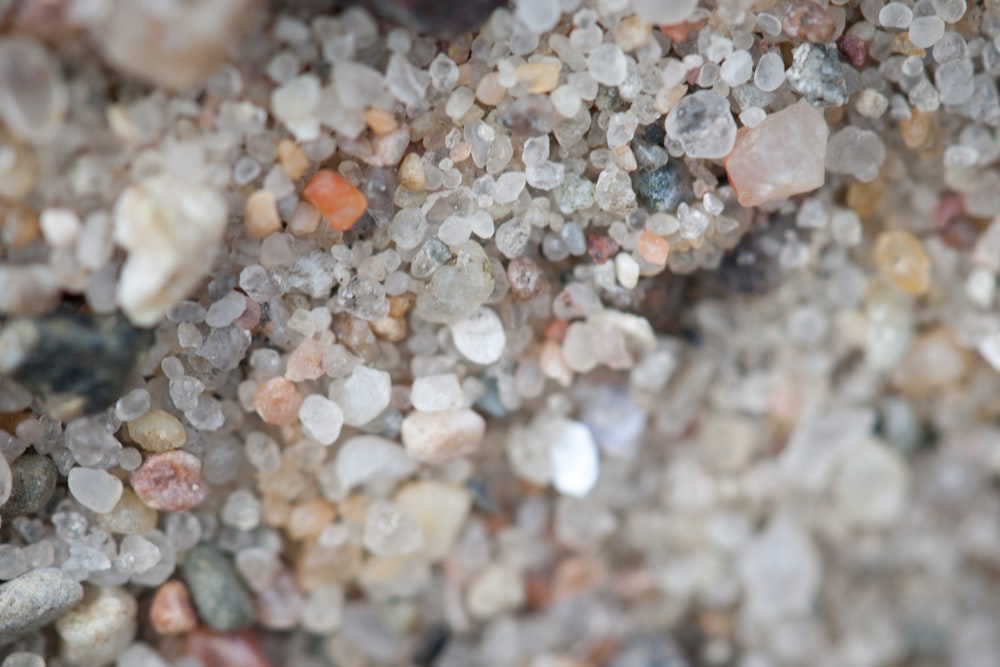 a close up of a mixture of rocks and gravel
