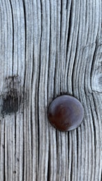 Close-up of a wooden panel with nails arranged in a detailed pointillist pattern.