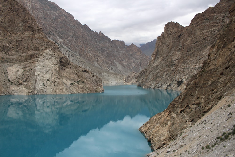 a large body of water surrounded by mountains