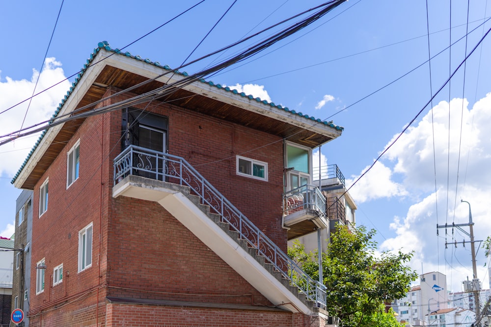 a close up of a brick building