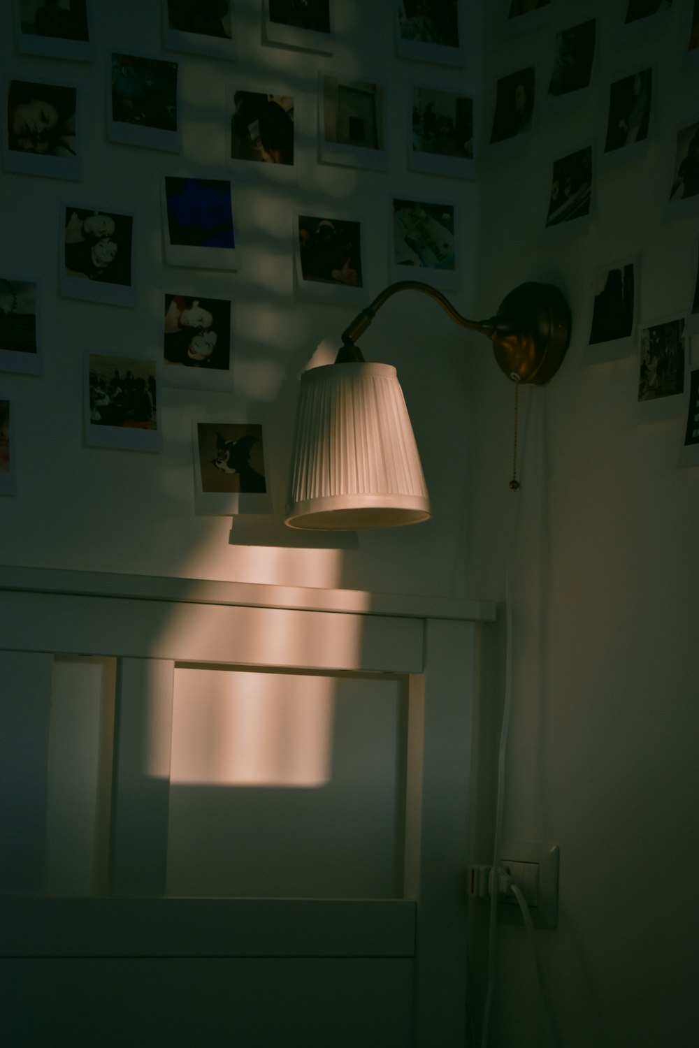 a lamp that is on in a room