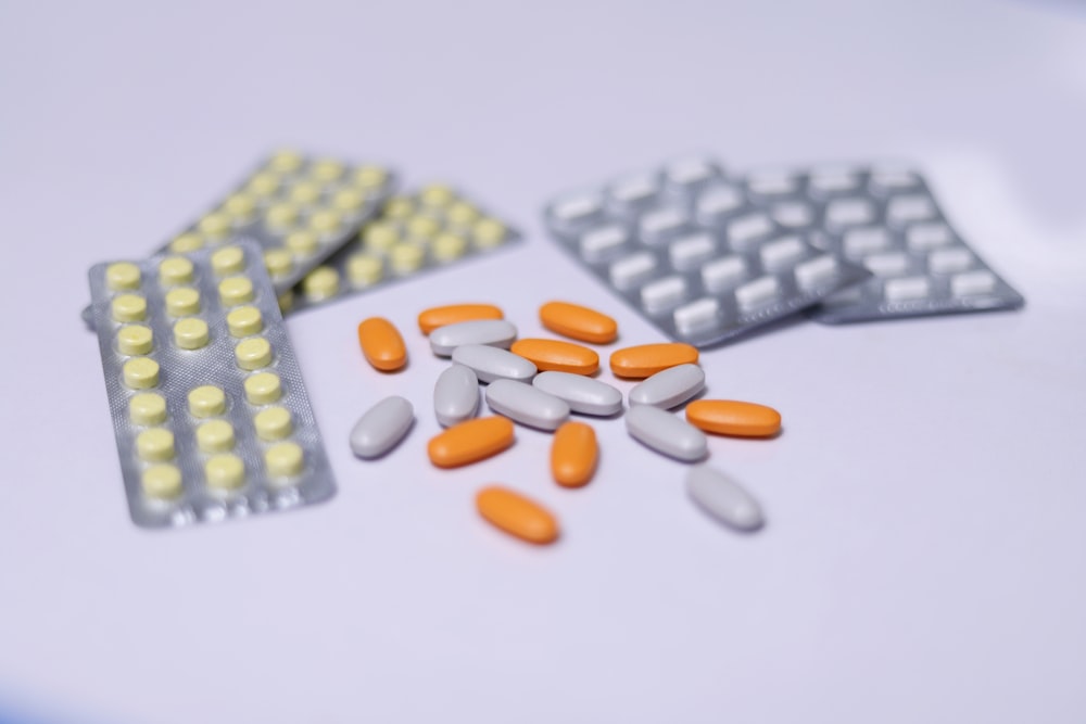 a close up of pills and contraptions on a table