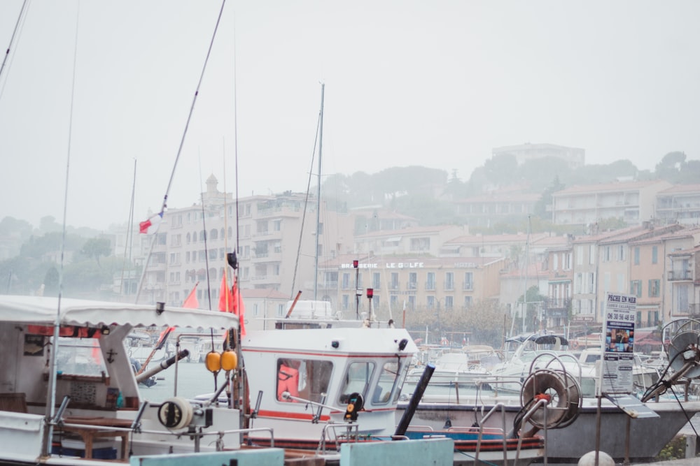 a couple of boats that are sitting in the water