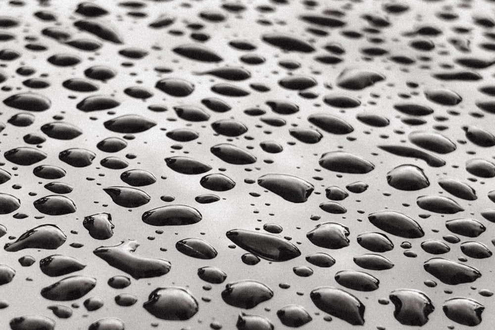 a close up of water droplets on a surface