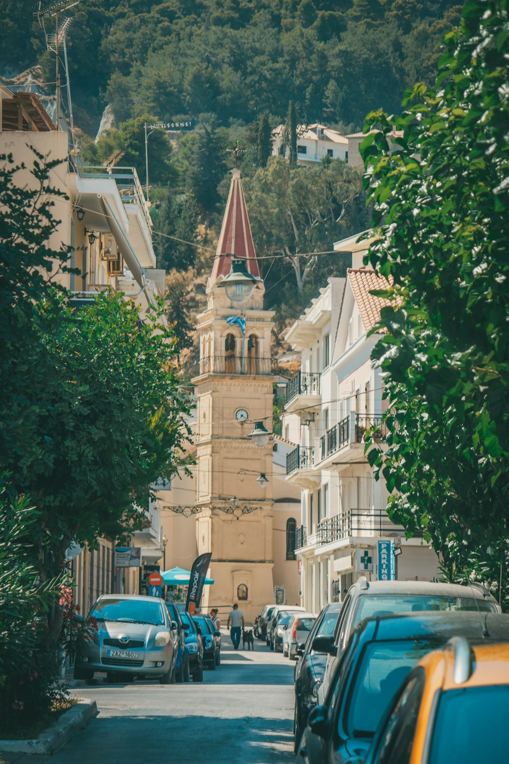 a clock tower on the side of a building