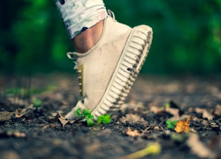 a close up of a person's feet in a pair of sneakers