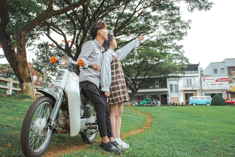 Couple on motorcycle ride