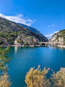 a large body of water surrounded by mountains
