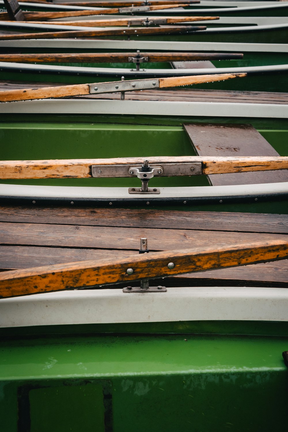 rows of canoes lined up in a row