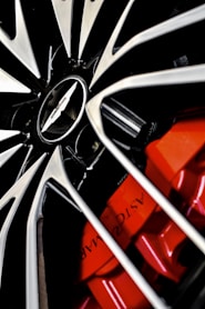 a close up of a tire on a car