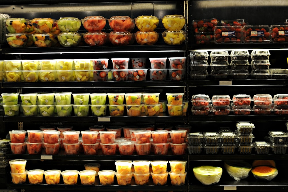 a display in a store filled with lots of fruit
