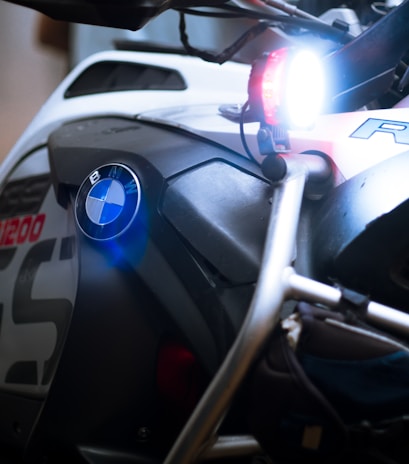 A close-up of the BMW G310 GS showcasing its sleek design.