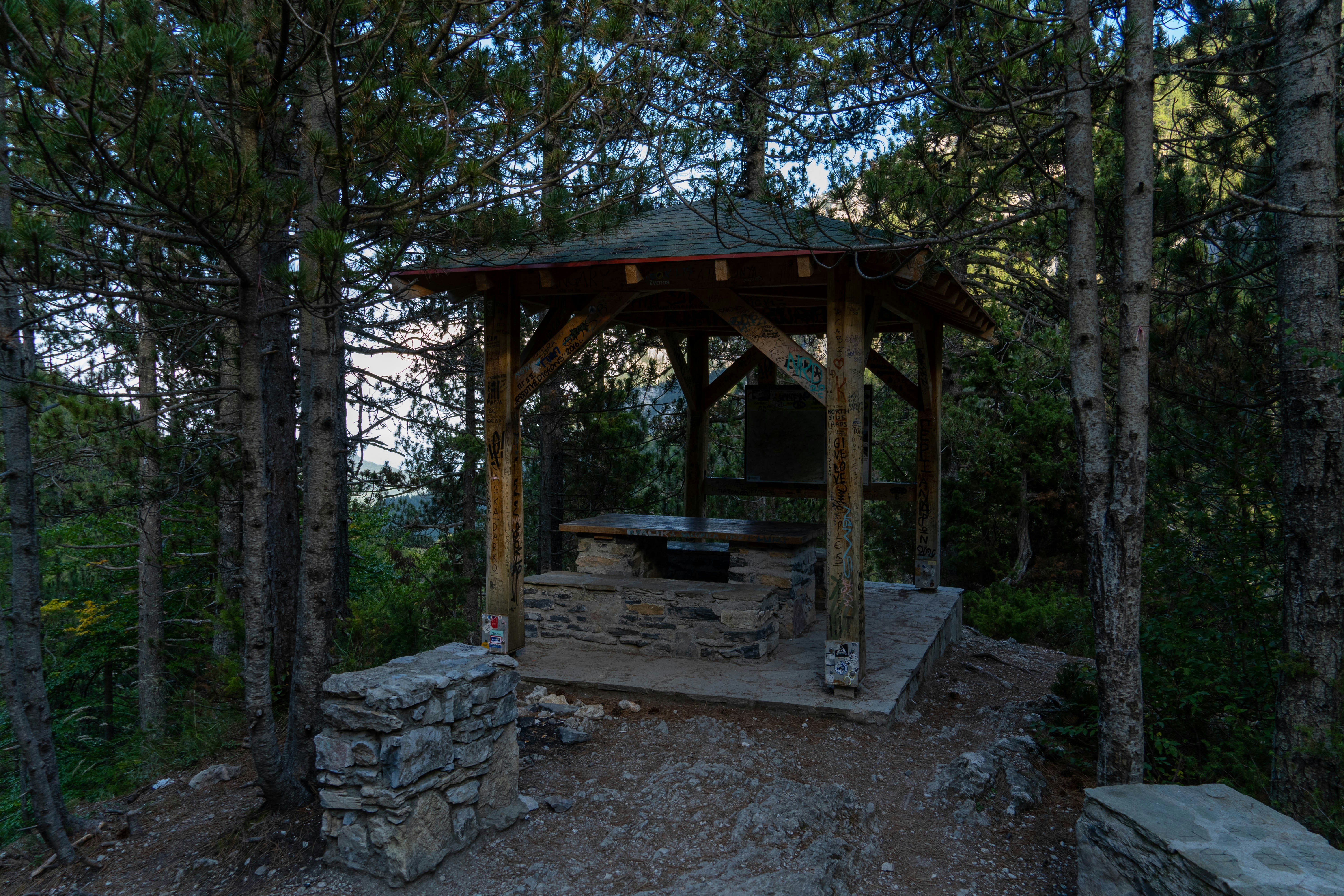 Gazebo in a wooded area