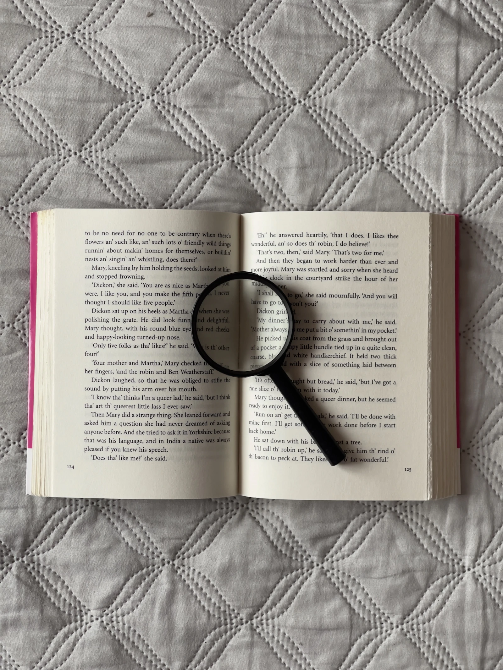 A book with a magnifying glass on top of it