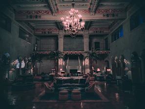 An artistic shot of the event's chic decor blending modern elegance with a secretive atmosphere