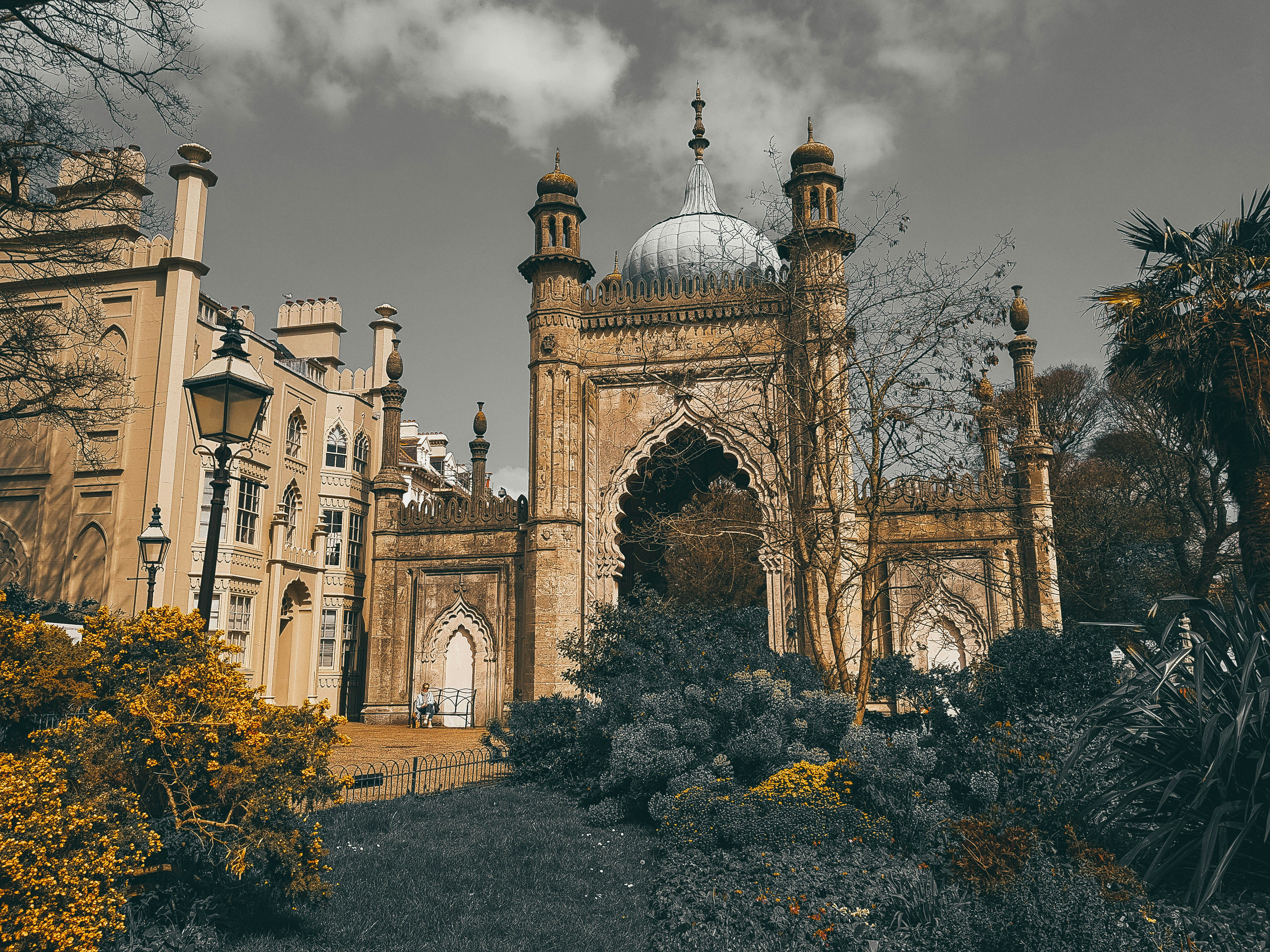 a large building with a white dome on top of it