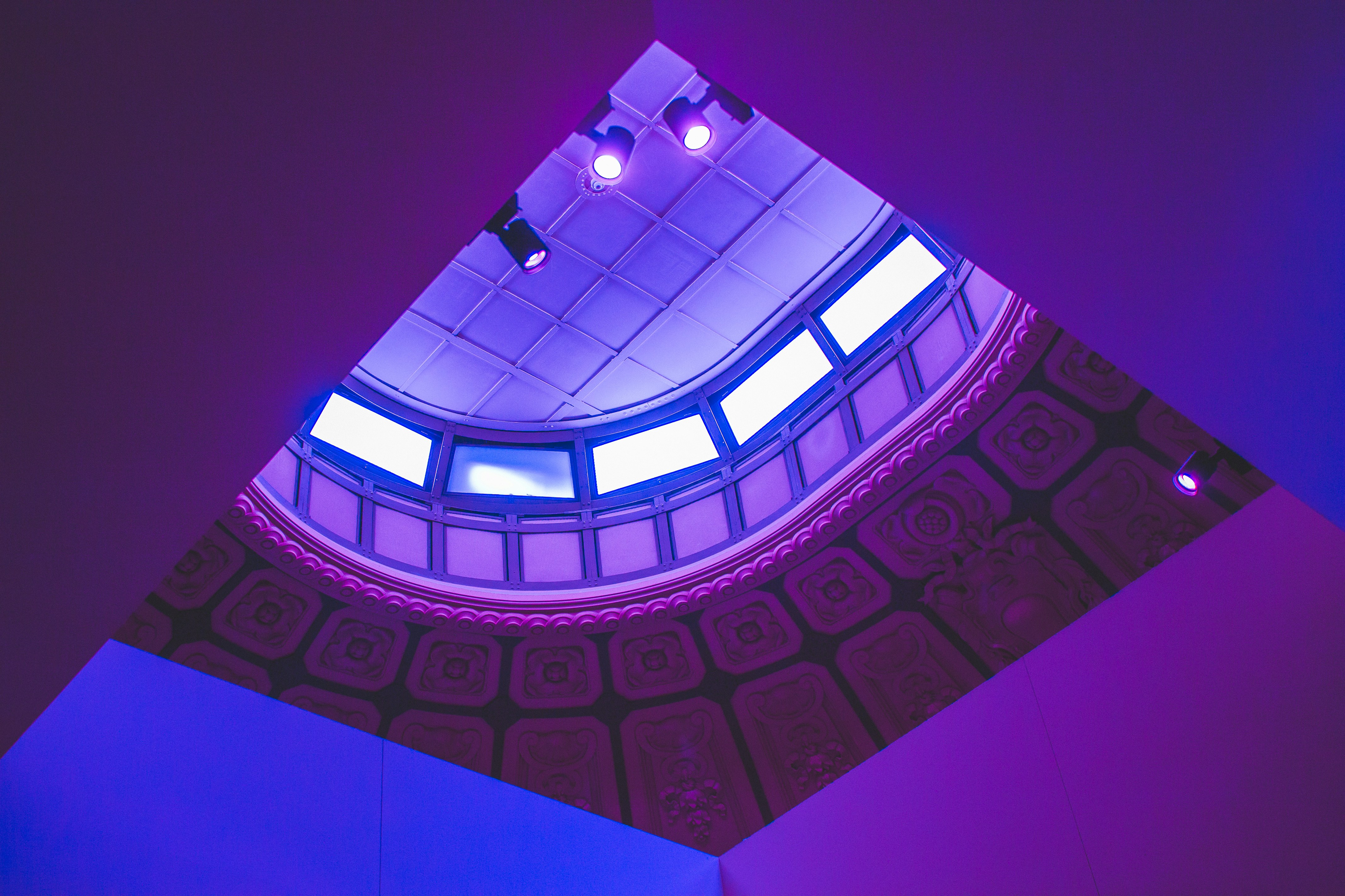 A view of the ceiling of a building from below