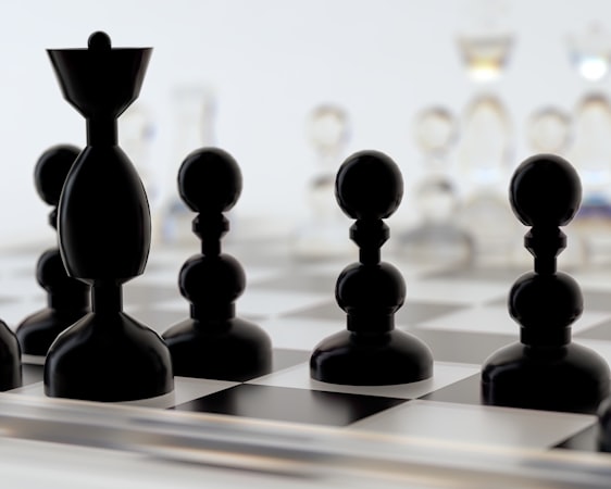 Chess board mid-game with focus on the central pieces