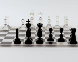 a chess board with a set of chess pieces