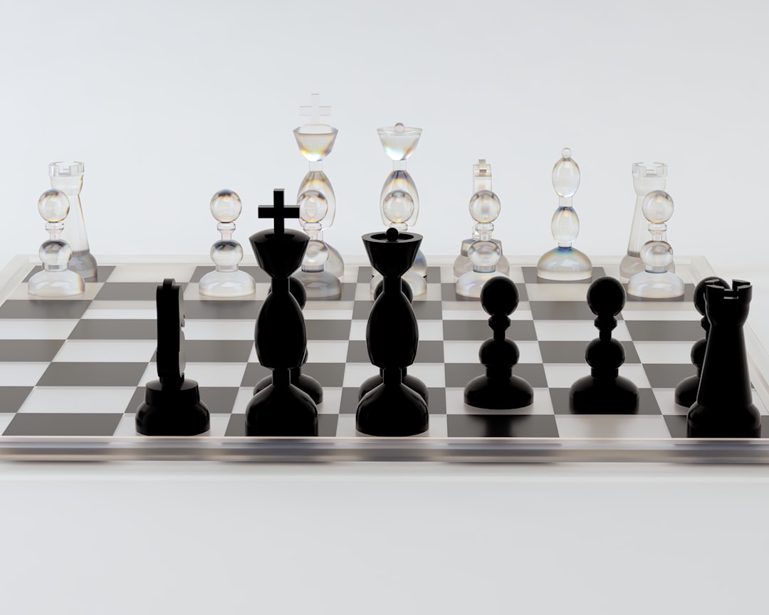 a chess board with a set of chess pieces,