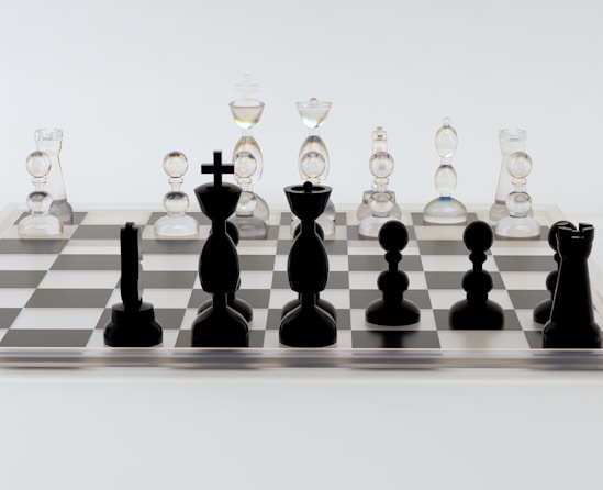 a chess board with a set of chess pieces