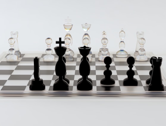 a chess board with a set of chess pieces