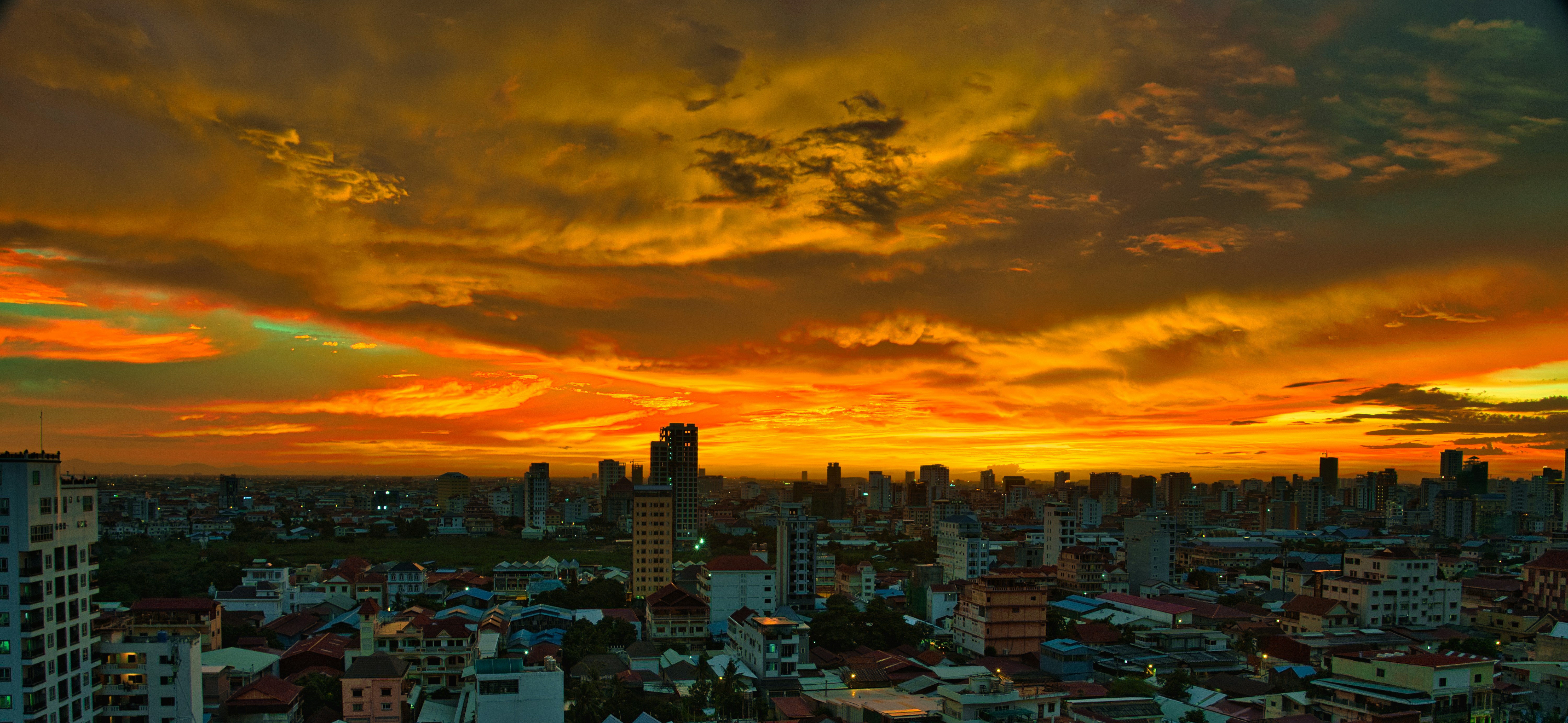 Golden sky from rooftop