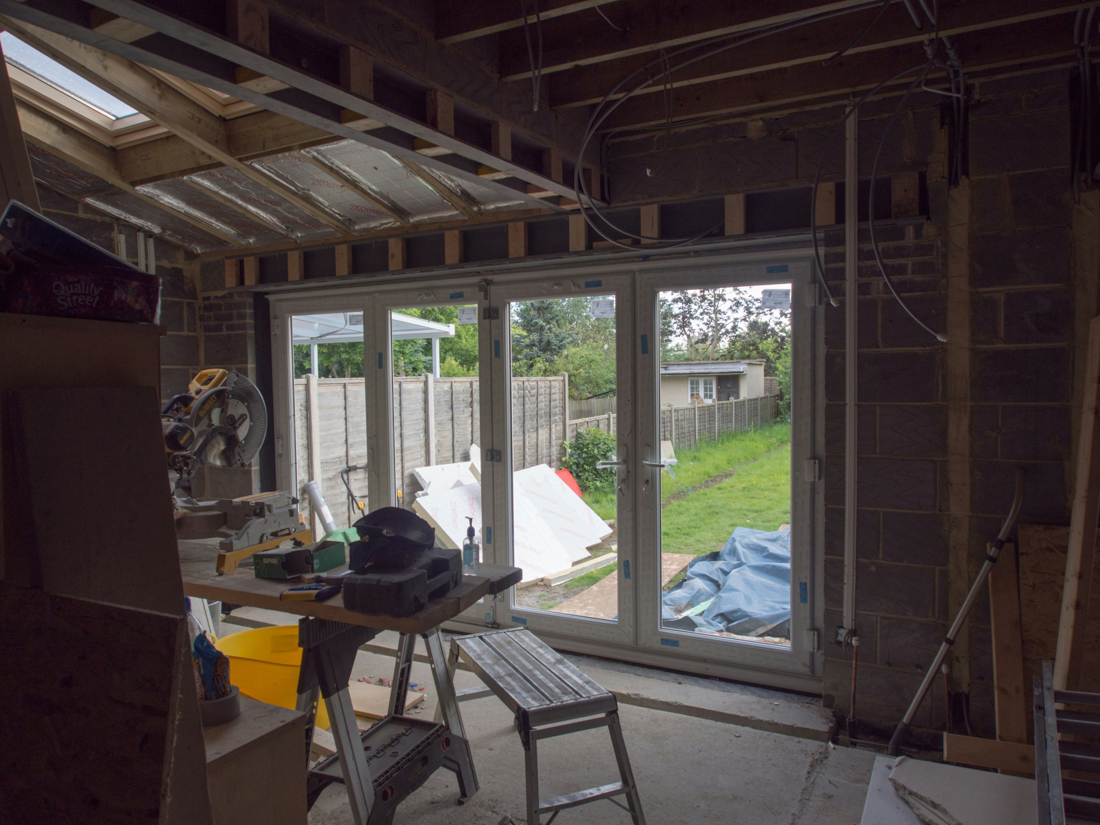 House under construction interior framing