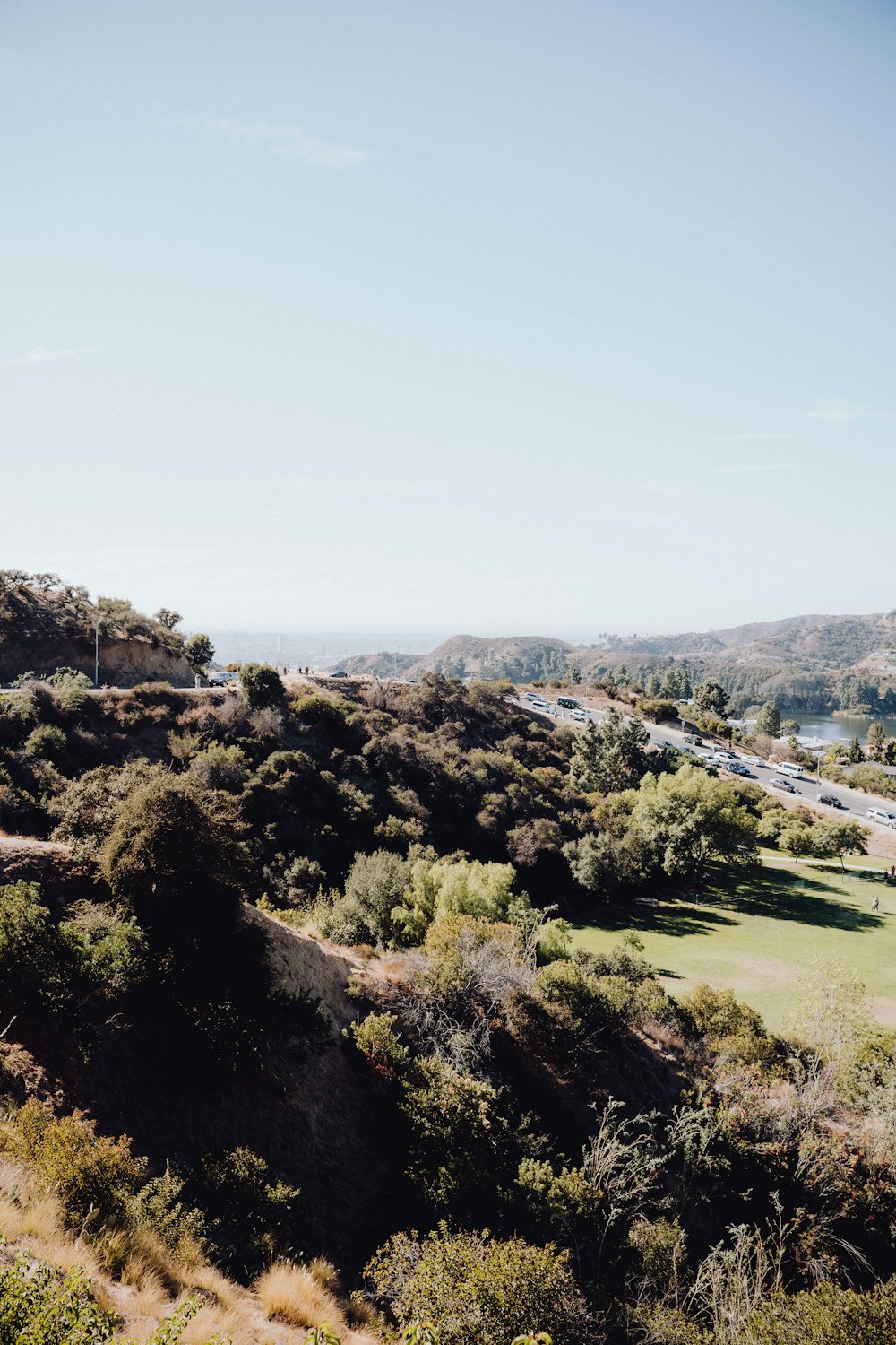 a scenic view of a road and trees