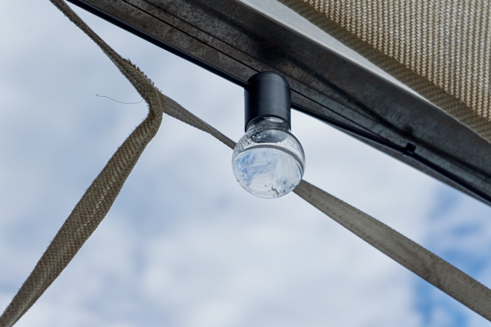 a light that is hanging from a pole