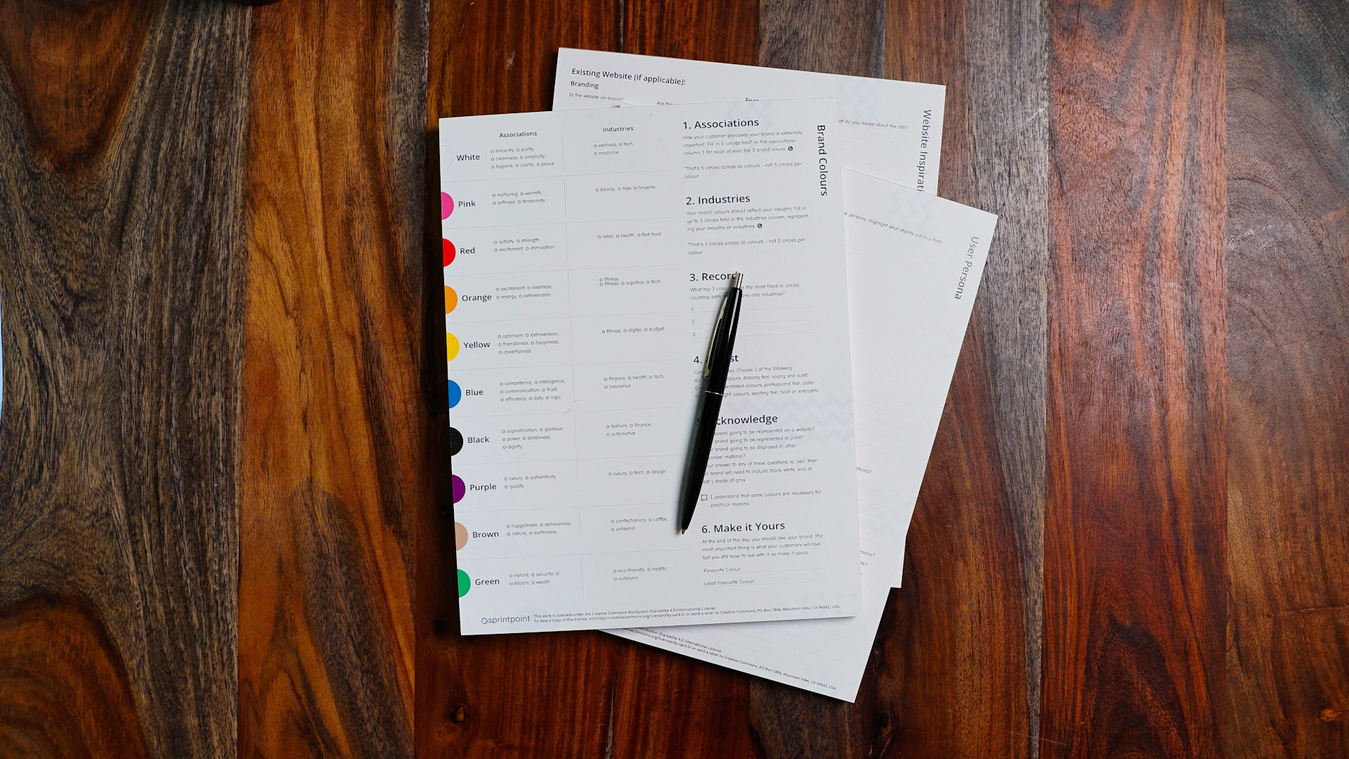a stack of papers sitting on top of a wooden table
