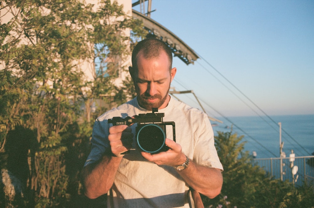 a man taking a picture of himself with a camera