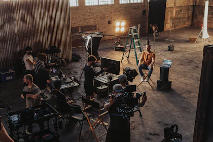 Creators on a small production set