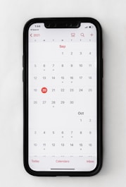Close-up of a calendar app on a smartphone with available appointment times.