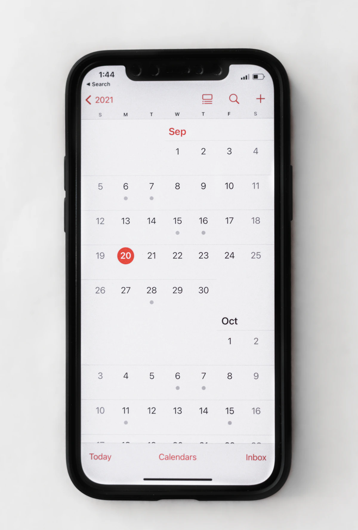 A smartphone showing a calendar app.