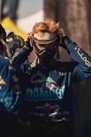 a man wearing a helmet and protective gear