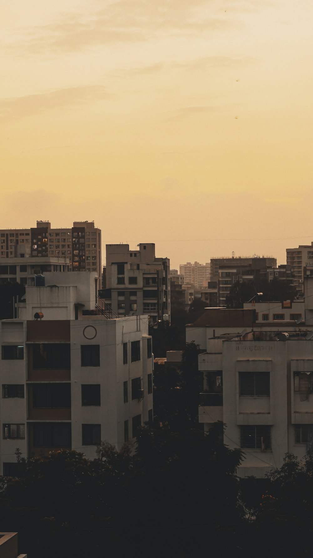 a view of a city with tall buildings