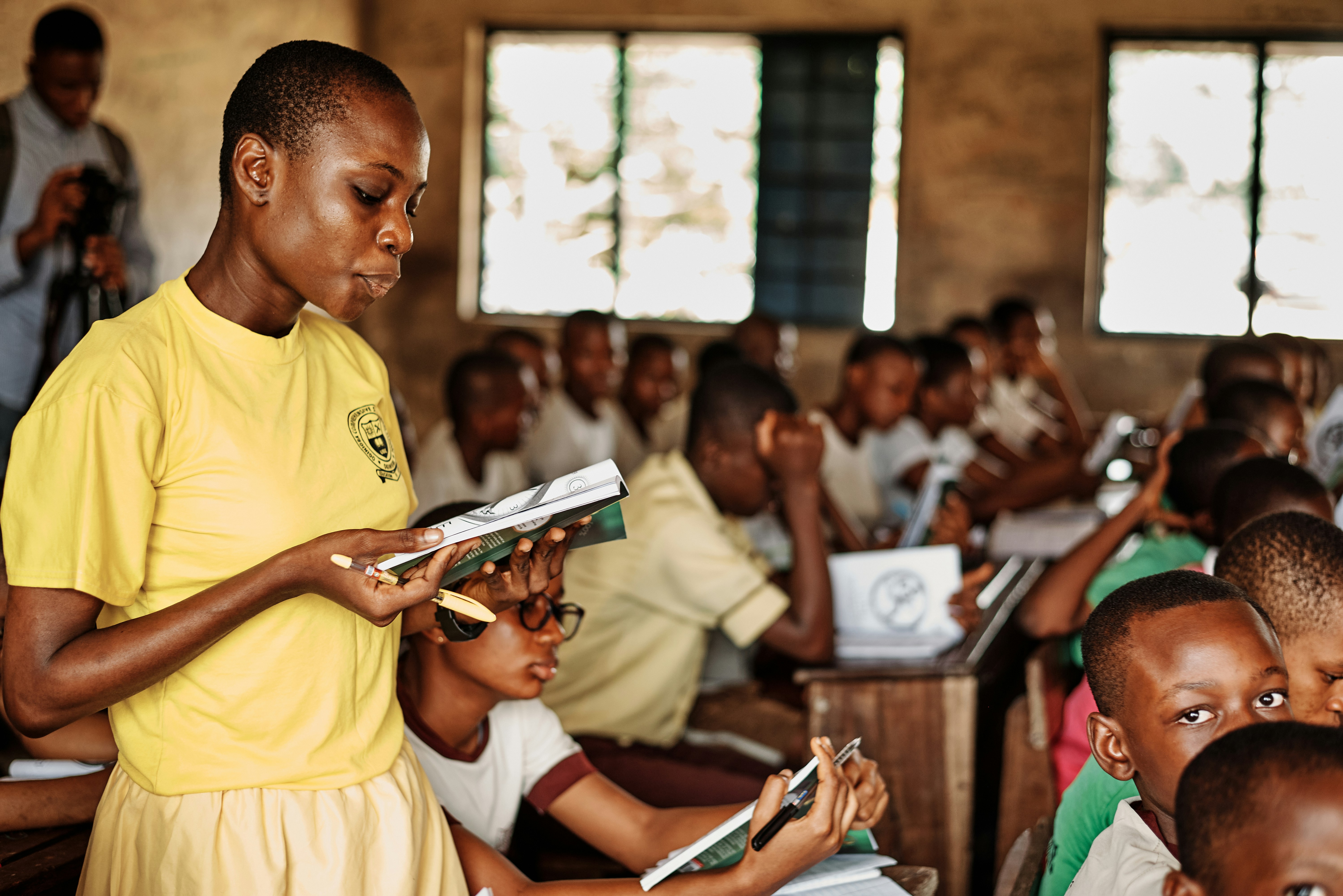 Port Harcourt, Rivers State, Nigeria - 23rd June 2021: A non-profit organization visits the Community Secondary School in Oginigba Community, Port Harcourt for an educational charity donation event.