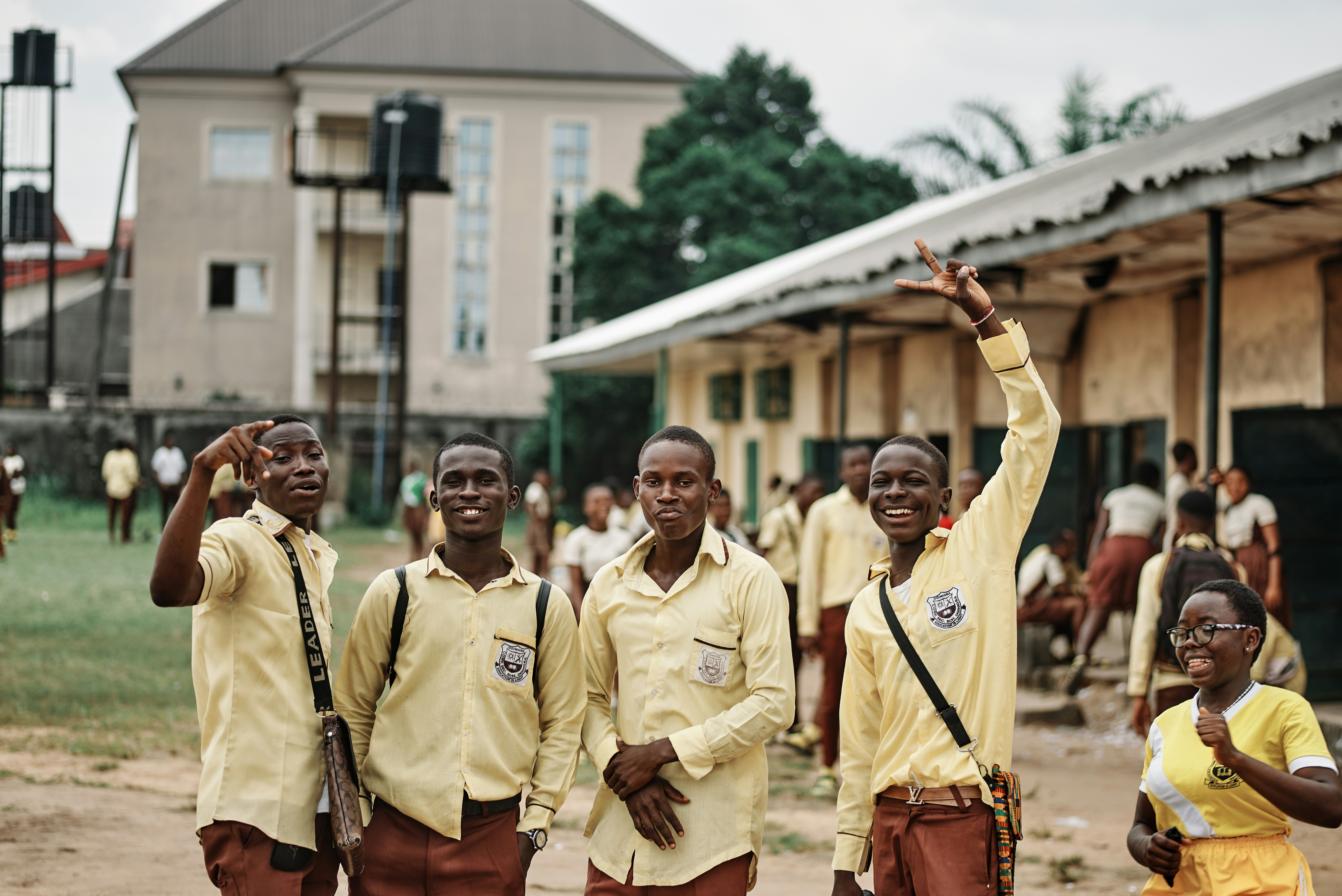 Port Harcourt, Rivers State, Nigeria - 23rd June 2021: A non-profit organization visits the Community Secondary School in Oginigba Community, Port Harcourt for an educational charity donation event.