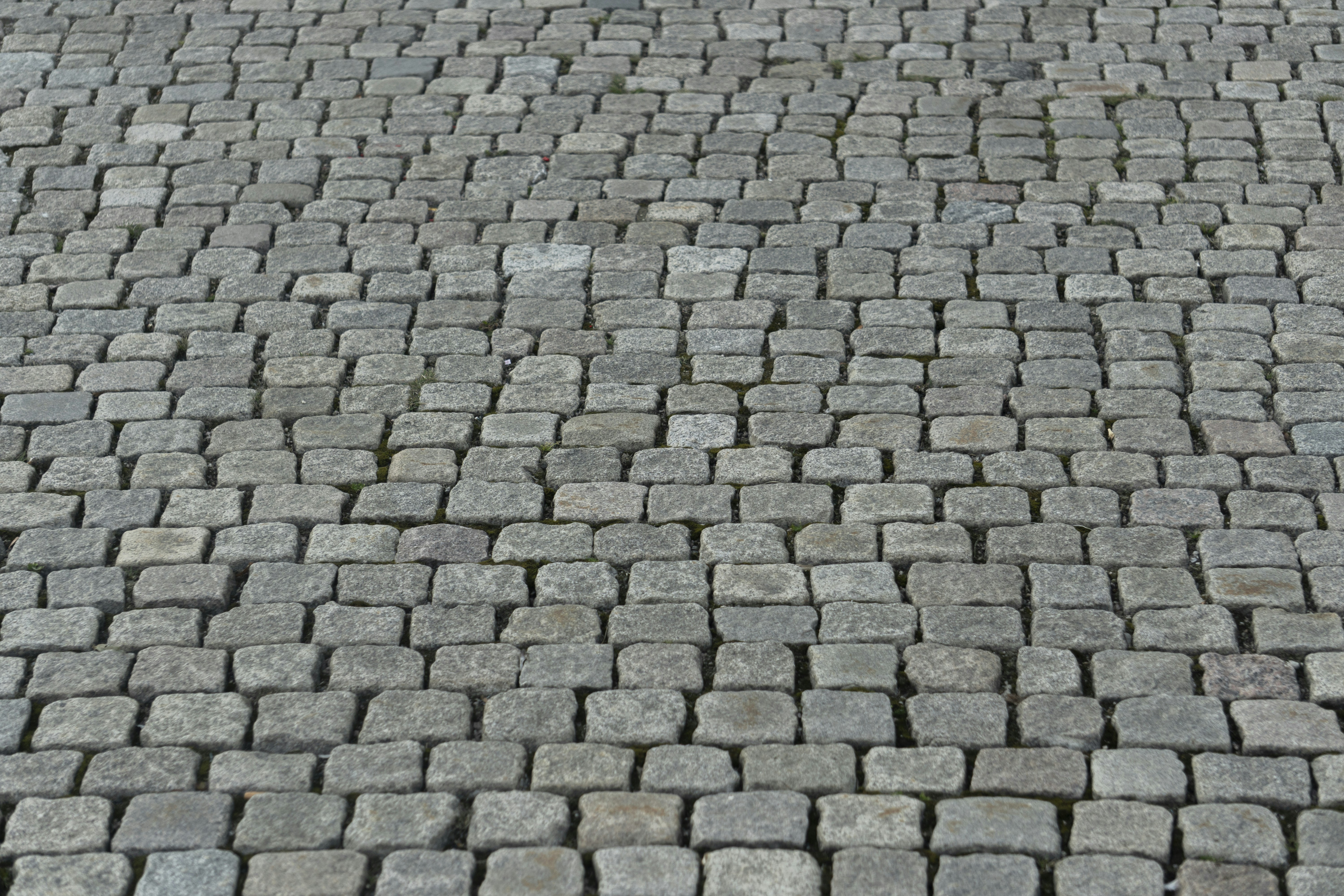 a close up of a brick road with a stop sign on it