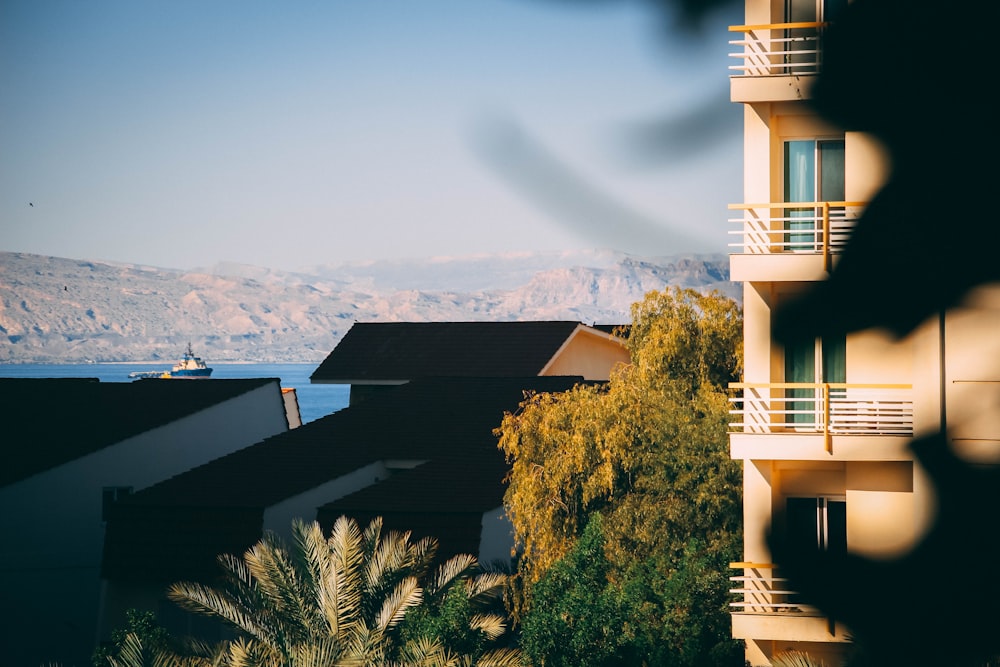 a view of the mountains from a balcony