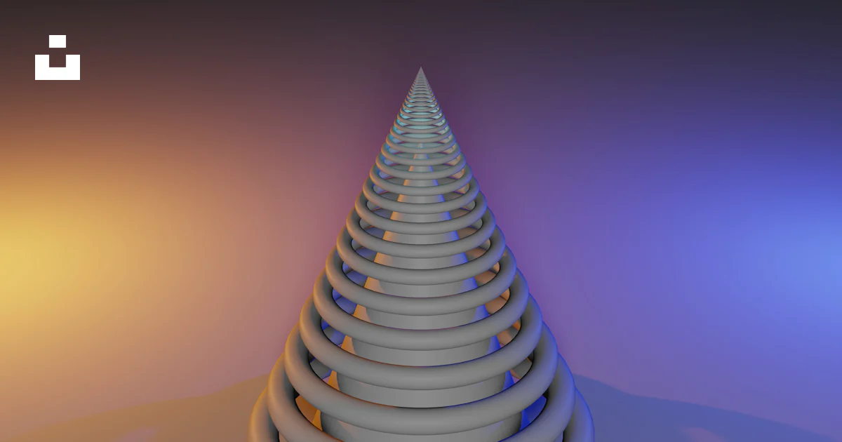 A very tall stack of white objects on a purple and blue background ...